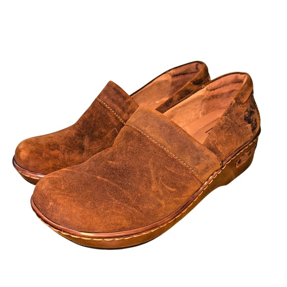 Born Bailie Clog Closed Brown Leather Suede WOMENS US 8 / EU 39‎ PRE-OWNED BROWN - Picture 3 of 16